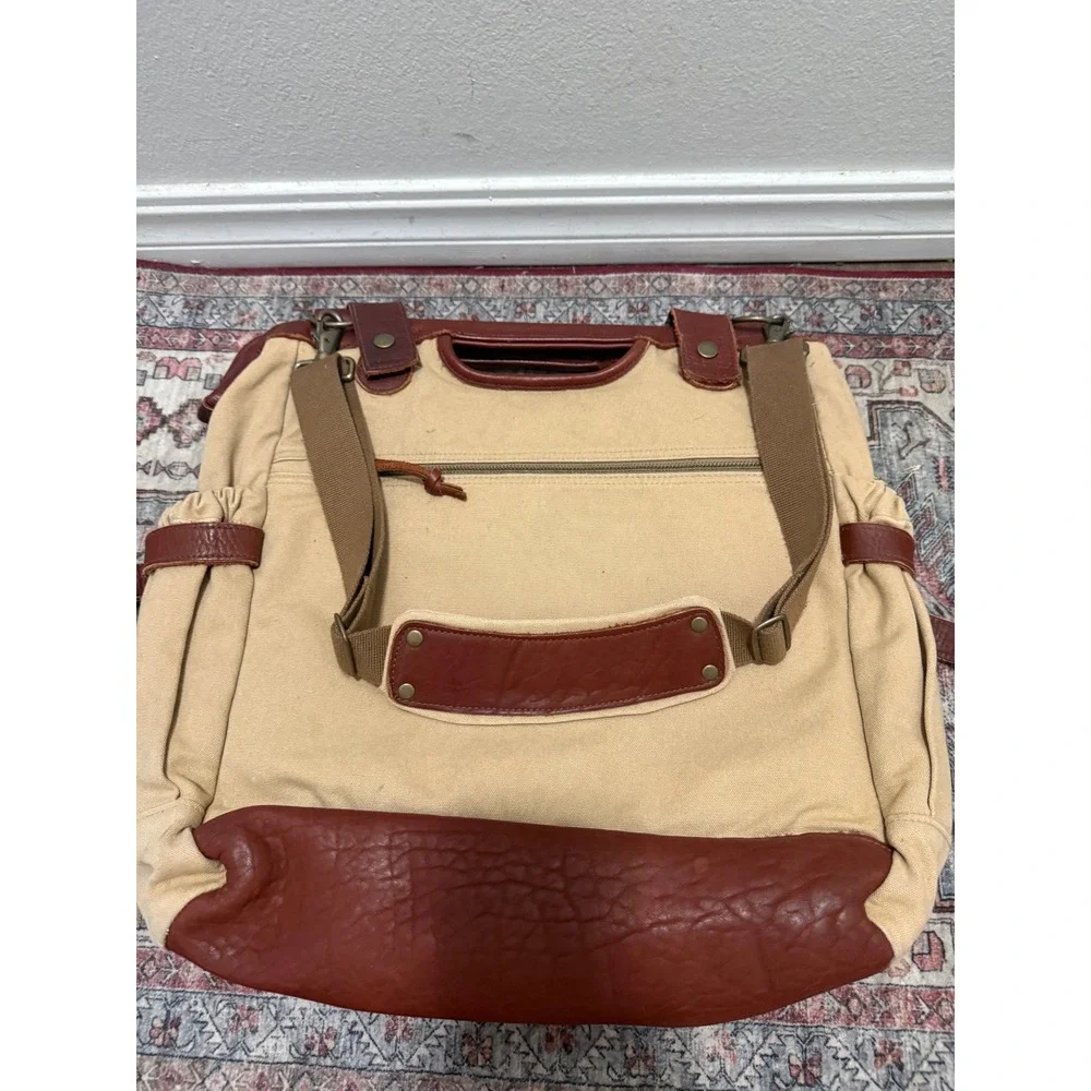 Buffalo Jackson Canvas Brown Leather Messenger Bag Crossbody Field Bag 19x14